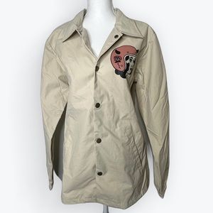 Litas Moto jacket - Tan Vintage type graphic - Size M - oversized fit